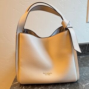 kate spade Knott medium crossbody tote Cream Pebbled Leather NWOT